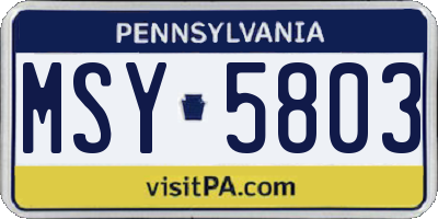 PA license plate MSY5803