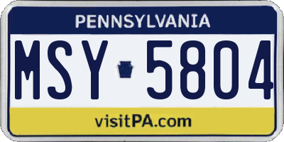 PA license plate MSY5804