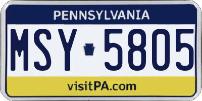 PA license plate MSY5805