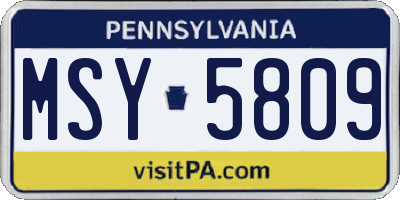 PA license plate MSY5809