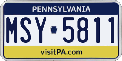 PA license plate MSY5811