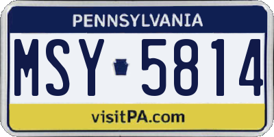 PA license plate MSY5814