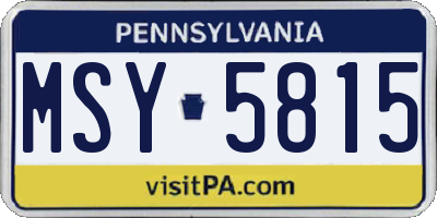 PA license plate MSY5815