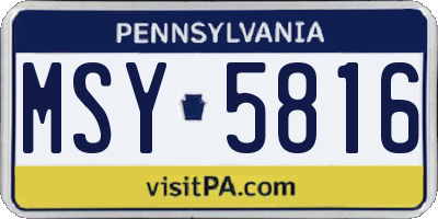 PA license plate MSY5816