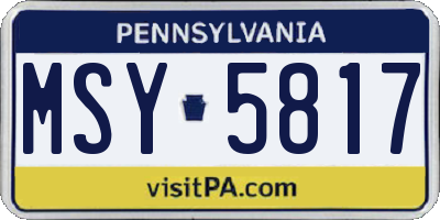 PA license plate MSY5817