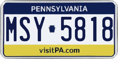 PA license plate MSY5818