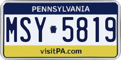 PA license plate MSY5819