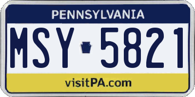 PA license plate MSY5821