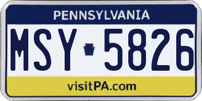 PA license plate MSY5826
