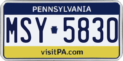 PA license plate MSY5830