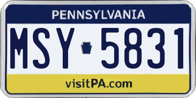PA license plate MSY5831