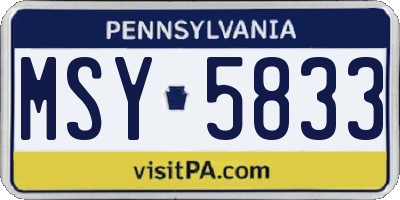 PA license plate MSY5833