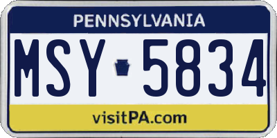 PA license plate MSY5834