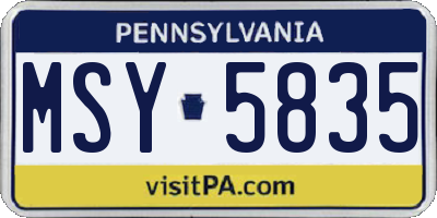PA license plate MSY5835