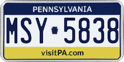 PA license plate MSY5838