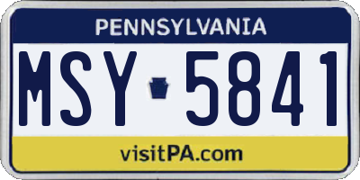 PA license plate MSY5841