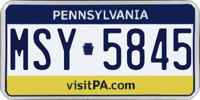 PA license plate MSY5845