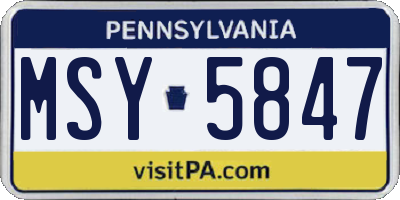 PA license plate MSY5847