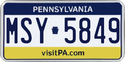 PA license plate MSY5849
