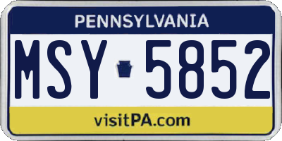PA license plate MSY5852