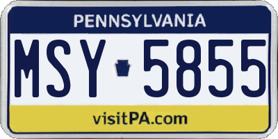PA license plate MSY5855