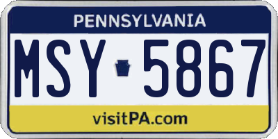 PA license plate MSY5867