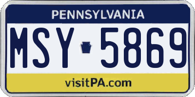 PA license plate MSY5869