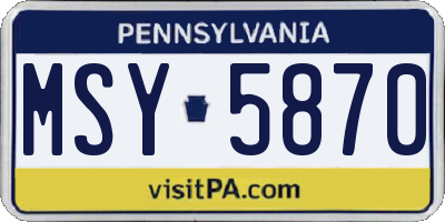 PA license plate MSY5870