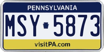PA license plate MSY5873