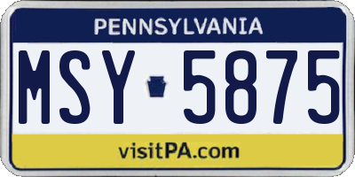 PA license plate MSY5875