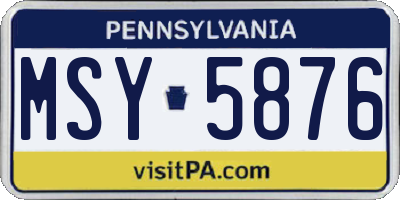 PA license plate MSY5876