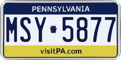 PA license plate MSY5877