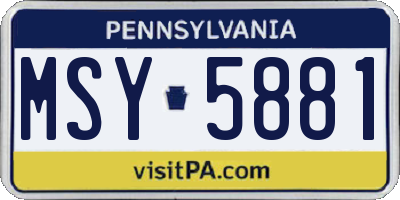 PA license plate MSY5881