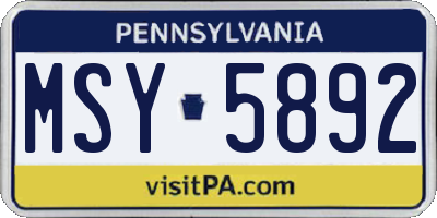 PA license plate MSY5892