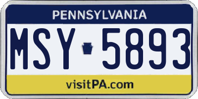 PA license plate MSY5893