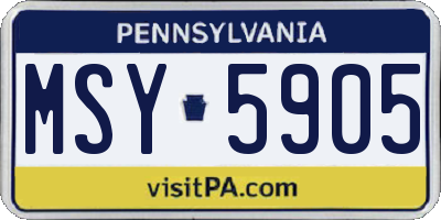 PA license plate MSY5905