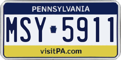 PA license plate MSY5911