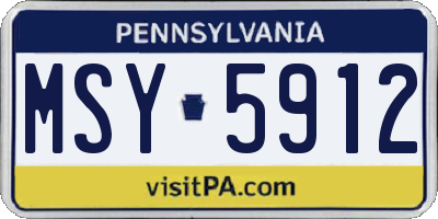 PA license plate MSY5912