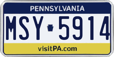 PA license plate MSY5914