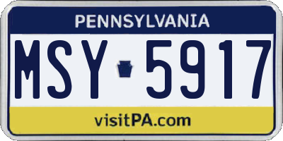 PA license plate MSY5917