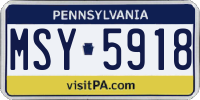 PA license plate MSY5918
