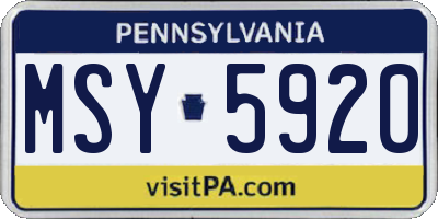 PA license plate MSY5920