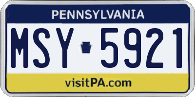 PA license plate MSY5921