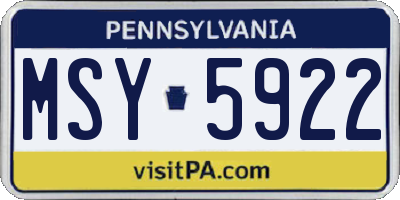 PA license plate MSY5922