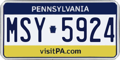 PA license plate MSY5924