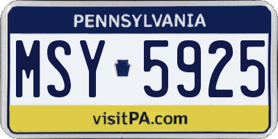 PA license plate MSY5925