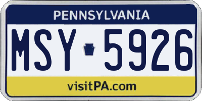 PA license plate MSY5926