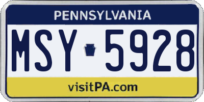 PA license plate MSY5928
