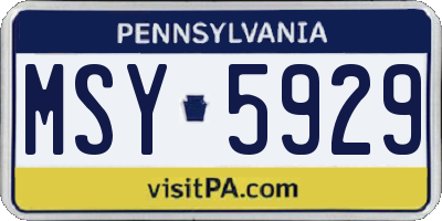 PA license plate MSY5929