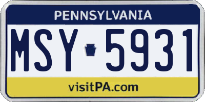 PA license plate MSY5931